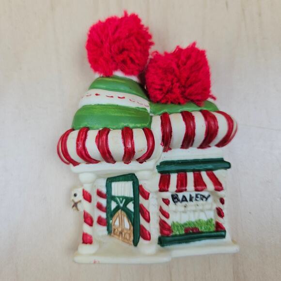 Christmas Village Ornaments 5 Holiday, Assorted Buildings 4" Tall Red Green - Picture 5 of 8